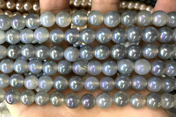 CAA5823 15 inches 8mm round AB-color agate beads