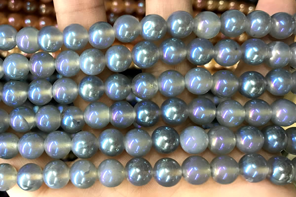 CAA5824 15 inches 8mm round AB-color agate beads