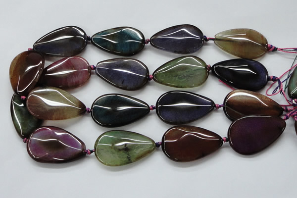 CAA588 15.5 inches 25*40mm faceted teardrop dragon veins agate beads