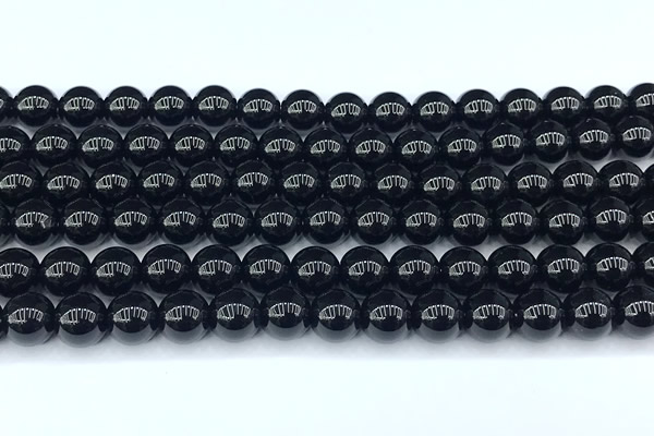 CAA5885 15 inches 8mm round black agate beads, 2mm hole