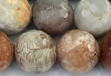 CAA5922 15 inches 10mm faceted round chrysanthemum agate beads