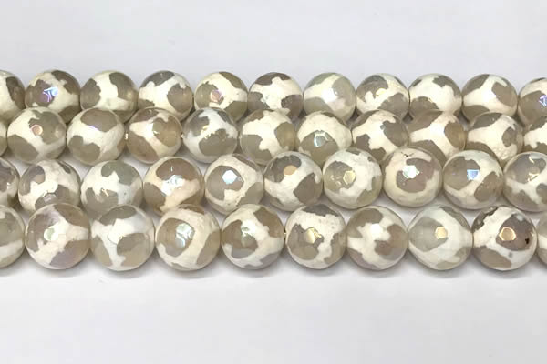 CAA5932 8mm, 10mm & 12mm faceted round AB-color tibetan agate beads