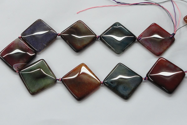 CAA594 15.5 inches 35*35mm faceted diamond dragon veins agate beads