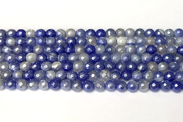 CAA5940 15 inches 6mm faceted round AB-color banded agate beads
