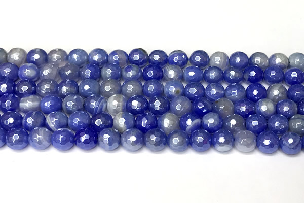 CAA5941 15 inches 8mm faceted round AB-color banded agate beads
