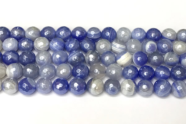 CAA5942 15 inches 10mm faceted round AB-color banded agate beads