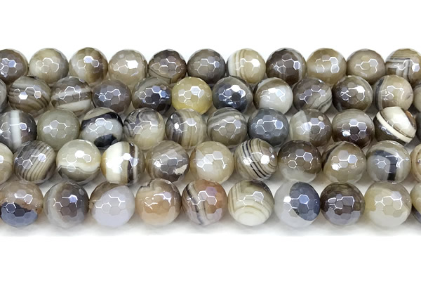 CAA5958 15 inches 10mm faceted round AB-color line agate beads