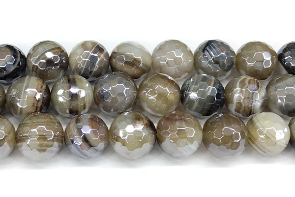 CAA5960 15 inches 14mm faceted round AB-color line agate beads