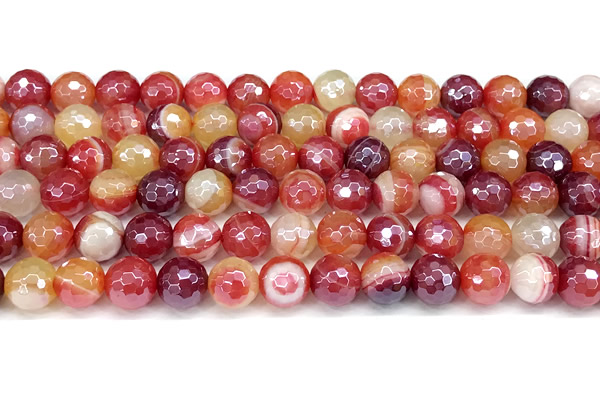 CAA5966 15 inches 8mm faceted round AB-color line agate beads