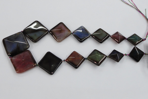 CAA600 20*20mm – 40*40mm faceted diamond dragon veins agate beads
