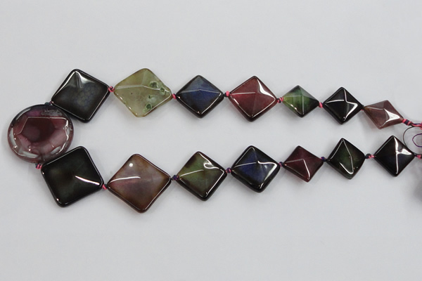 CAA602 20mm – 40mm faceted diamond & coin dragon veins agate beads