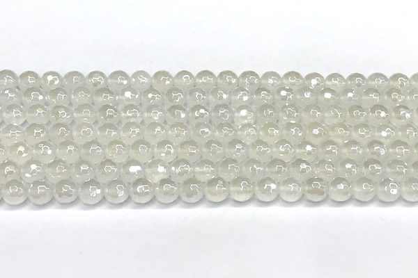 CAA6030 15 inches 6mm faceted round AB-color white agate beads