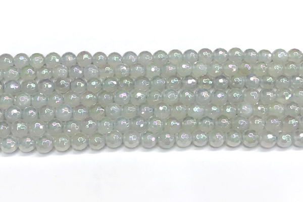 CAA6034 15 inches 6mm faceted round AB-color white agate beads
