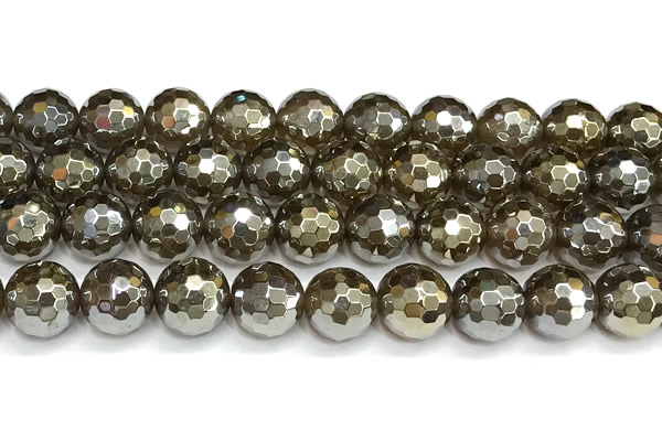CAA6049 15 inches 12mm faceted round AB-color yellow agate beads