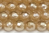 CAA6050 15 inches 6mm faceted round AB-color yellow agate beads