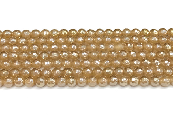 CAA6050 15 inches 6mm faceted round AB-color yellow agate beads