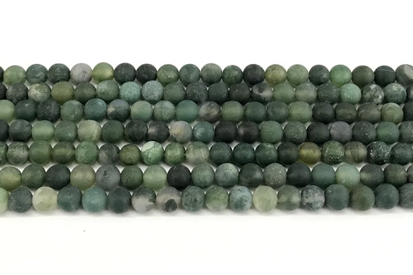 CAA6070 15 inches 4mm round matte moss agate beads