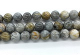 CAA6125 15.5 inches 14mm round bamboo leaf agate gemstone beads