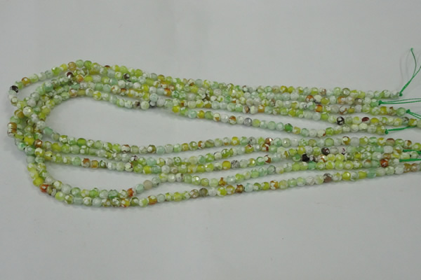CAA707 15.5 inches 4mm faceted round fire crackle agate beads