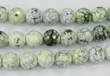 CAA712 15.5 inches 8mm faceted round fire crackle agate beads