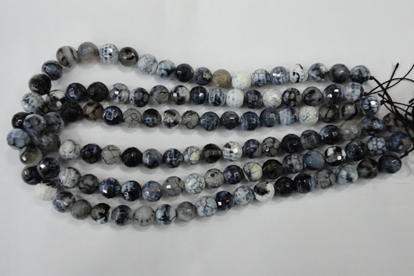 CAA716 15.5 inches 10mm faceted round fire crackle agate beads