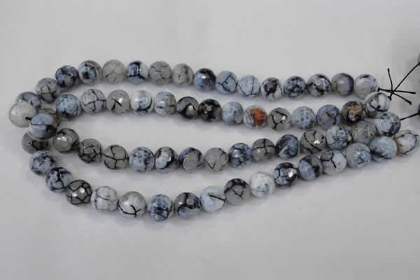 CAA717 15.5 inches 12mm faceted round fire crackle agate beads