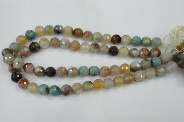 CAA719 15.5 inches 12mm faceted round fire crackle agate beads