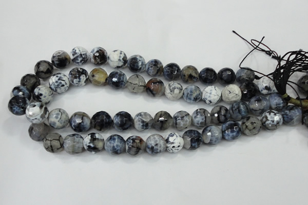 CAA721 15.5 inches 14mm faceted round fire crackle agate beads