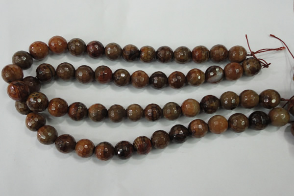 CAA722 15.5 inches 14mm faceted round fire crackle agate beads