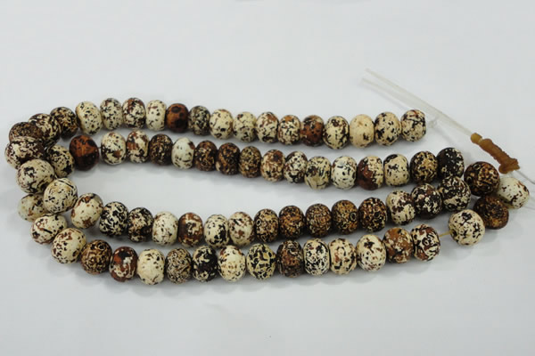 CAA755 15.5 inches 10*14mm rondelle wooden agate beads wholesale