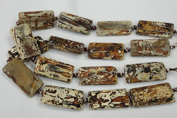 CAA757 15.5 inches 21*41mm rectangle wooden agate beads wholesale