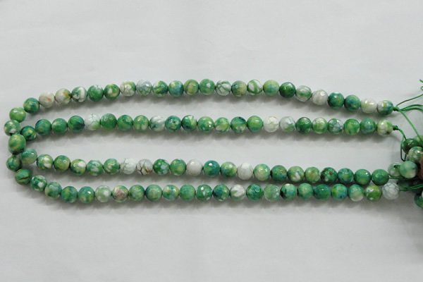 CAA793 15.5 inches 8mm faceted round fire crackle agate beads