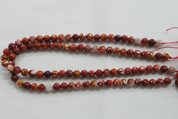 CAA794 15.5 inches 8mm faceted round fire crackle agate beads