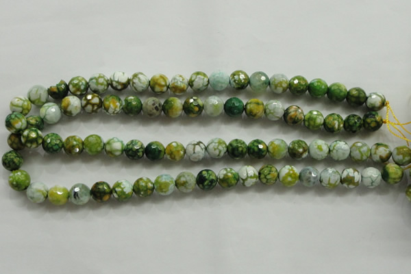 CAA801 15.5 inches 10mm faceted round fire crackle agate beads