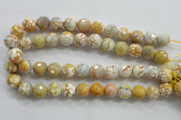 CAA816 15.5 inches 16mm faceted round fire crackle agate beads