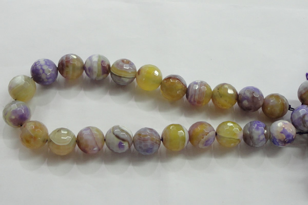 CAA819 15.5 inches 18mm faceted round fire crackle agate beads