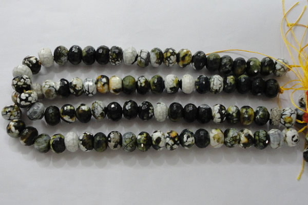 CAA828 15.5 inches 10*14mm faceted rondelle fire crackle agate beads