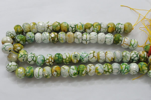 CAA830 15.5 inches 12*16mm faceted rondelle fire crackle agate beads