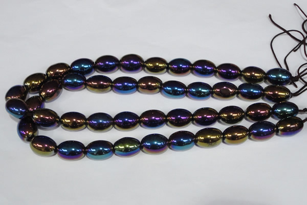 CAA853 15.5 inches 13*18mm rice AB-color black agate beads