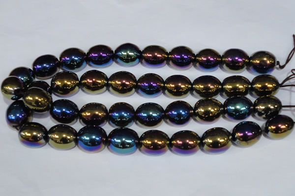 CAA854 15.5 inches 16*20mm egg-shaped AB-color black agate beads