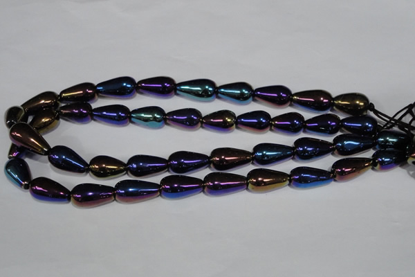 CAA856 15.5 inches 11*20mm teardrop AB-color black agate beads