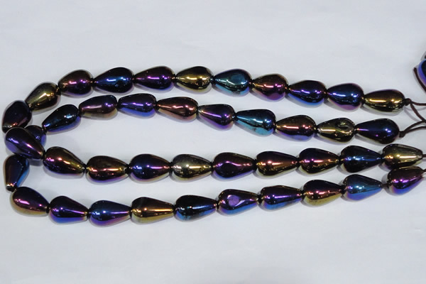 CAA857 15.5 inches 13*20mm teardrop AB-color black agate beads