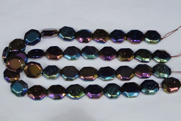 CAA862 15.5 inches 18*20mm octagonal AB-color black agate beads