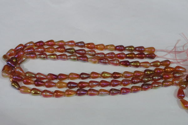CAA880 15.5 inches 8*12mm teardrop AB-color red agate beads