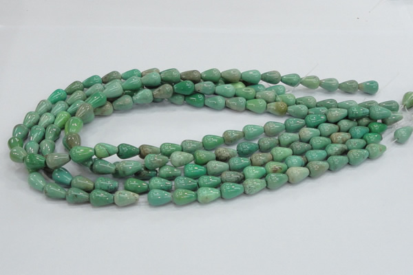 CAB03 15.5 inches 8*12mm teardrop green grass agate gemstone beads