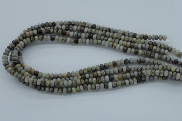 CAB141 15.5 inches 4*6mm rondelle bamboo leaf agate beads