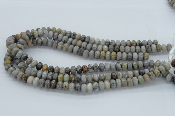 CAB142 15.5 inches 6*10mm rondelle bamboo leaf agate beads