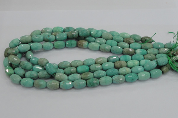 CAB20 15.5 inches 10*15mm faceted rice green grass agate beads