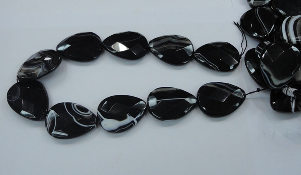 CAB317 15.5 inches 30*40mm faceted teardrop black agate gemstone beads