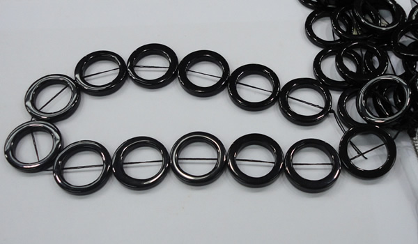 CAB329 15.5 inches 30mm donut shape black agate gemstone beads